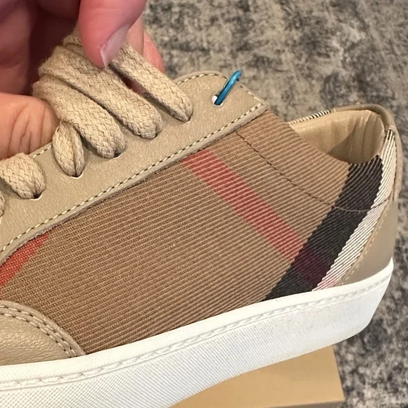Burberry Tan and White Check Sneakers - Picture 11 of 11